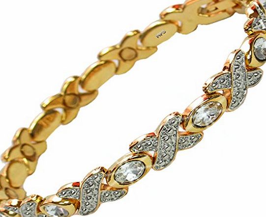 MPS TASIA CR Magnetic Bracelet with Crystals and Clasp Featuring Strong 3,000 gauss Neodymium Magnets -M size