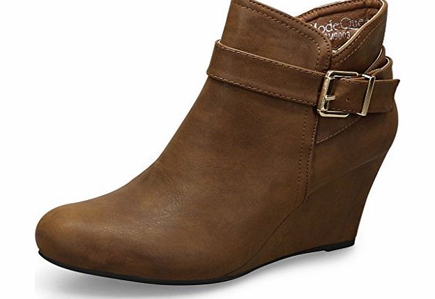 MQ23 GM9003 Women Ankle Boots with Wedge Heel, Camel, (Brown), Size EU39/UK6