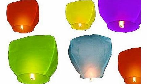10 Pack of Mixed Colour Sky Paper Chinese Lanterns Wedding Khoom Fay