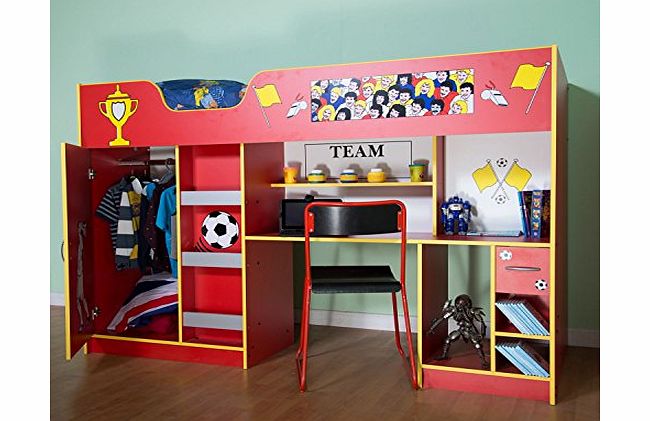 Mrsflatpack Lifestyle High Bed Red Football - M1400RFOOT