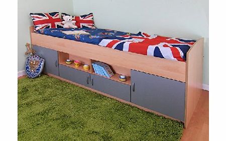 Mrsflatpack ROSEY TEENAGER MIDI CABIN MID BED - BEECH / SILVER M1560S