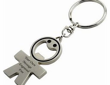 MS Happy man bottle opener personalised keyring, laser engraved