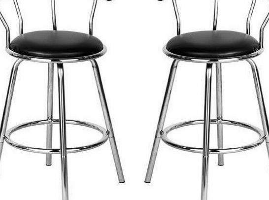 MS INTL Set Of 2 Black Revolving Bar Stool Kitchen Breakfast Stools