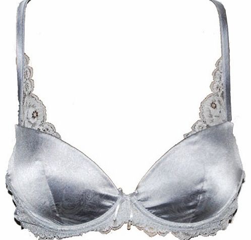 MS M&S Underwired Padded Balcony Bra With Silk and Lace Silver Grey 30 to 40 A to E Cups (34E)