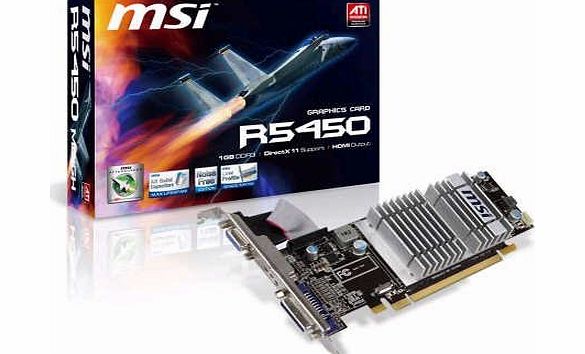 MSI R5450-MD1GD3H/LP - AMD R5450 650MHz 1066MHz 1024MB 64BIT DDR3 HEATSINK LOW PROFILE DVI-D HDMI LP BRACKET PCI-E GRAPHICS CARD