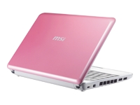 MSI Wind U100 10 Mini Laptop - 6 Cell Battery - Windows XP Home - Pink