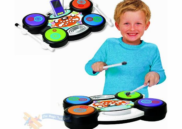MTS Childrens I-Drum Electronic MP3 iPod Plug amp; Play Drum Set Kit Music Toy