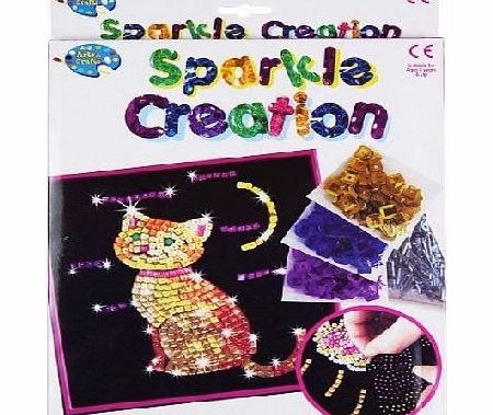 MTS Make Your Own Sequin Creations Childrens Pin Art Craft Set Butterfly Dolphin Cat or Horse (Cat)