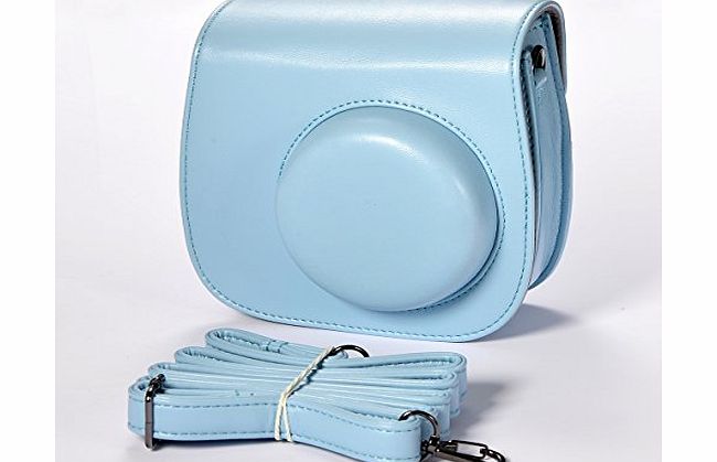 Mudder Fujifilm Instax Mini 8 Case PU Leather Carrying Bag with POCKET for Fuji Film Camera (Light Blue)