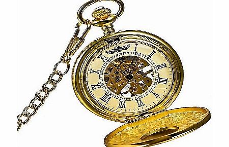 Mudder Luxury Golden Roman White Dial Mechanical Pocket Watch Chain for Men