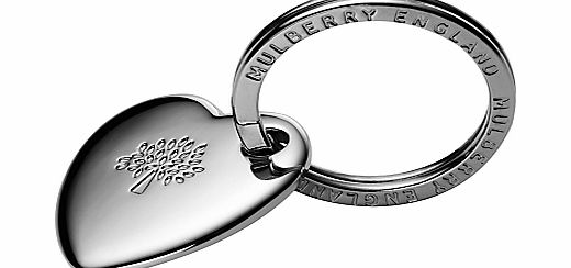 Mulberry Metal Heart Keyring, Silver
