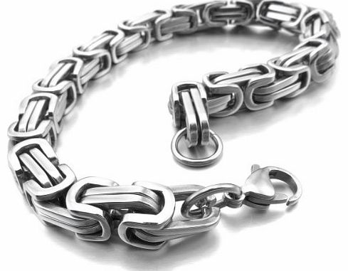 MunkiMix Stainless Steel Bracelet Wrist Link Silver Byzantine Men
