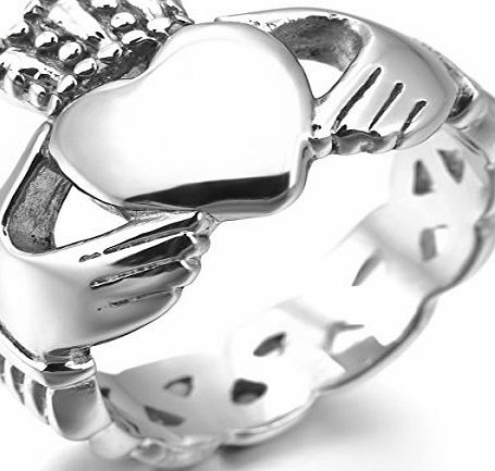 MunkiMix Stainless Steel Ring Silver Irish Celtic Knot Irish Claddagh Friendship Love Heart Royal King Crown Polished Size P Women