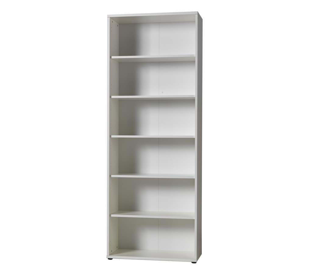 Mura white 5 shelf wide bookcase