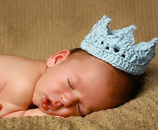 Cute Newborn Infant Baby Girl Boy Handmade Crochet Knit Crown Hat Photograph Prop (Sky-blue)
