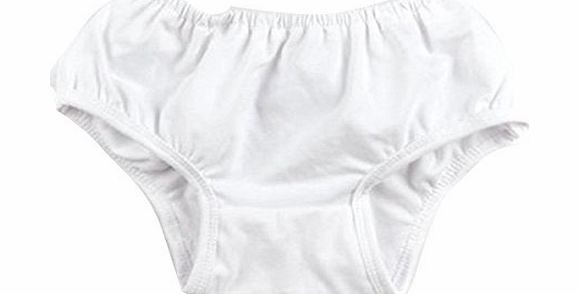 Museya Cute Toddler Baby Girls Soft Cotton Floral Ruffles Bloomers Shorts Pants Diaper Nappy Cover - Size L (White)