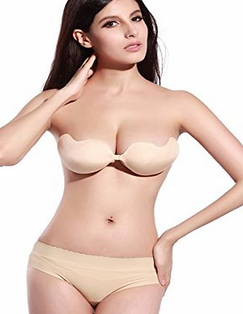 Museya Womens Ladies Reusable Self-adhesive Push Up Silicone Bust Front Closure Sexy V-Shape Backless Strap