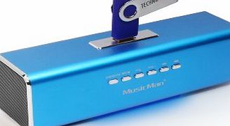MusicMan MA Loudspeaker (MP3-Player, Soundstation amp; Radio, USB, Line-In) Blue