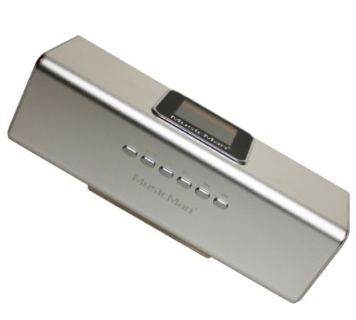 Music Man MusicMan TXX3546 MA Soundstation Stereo-Loudspeaker with Integrated Rechargeable Battery and LCD Display (MP3 Player, Radio, MicroSD card slot, USB slot) - Silver