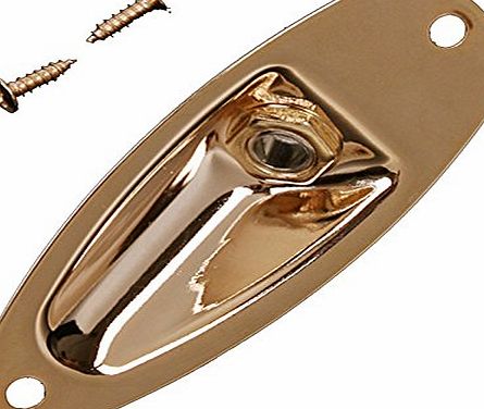 Musiclily Boat Style 1/4`` Loaded Guitar Pickup Output Jack Plug Socket plate and Screws ferrule for Fender Strat Stratocater Style Electric Guitar, Gold