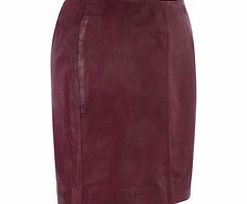 Muubaa Azka deep red leather fitted skirt