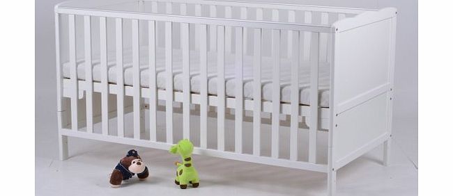My Babys Room Classic Baby Cot Bed amp; Junior Bed With Free Foam Mattress And Teething Rails (White)