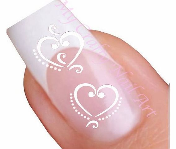 White Abstract Heart Nail Stickers Art / Decals