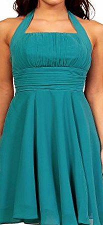 MY EVENING DRESS Fashion House Chiffon Formal Cocktail Evening Party Dress UK Turquoise 10