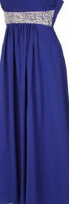 MY EVENING DRESS Long Strapless Evening Dress Womens Bandeau Bridesmaids Ball Prom Dresses Sleeveless Elegant Sequins Gowns Empire formal Chiffon Empire Ladies Blue Size 18