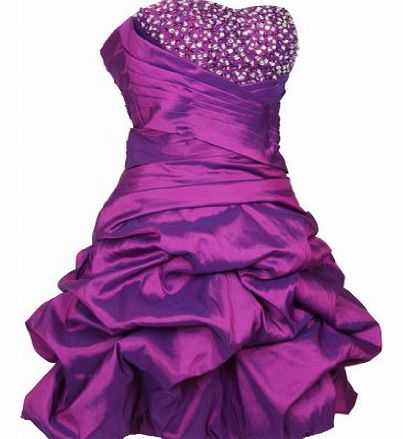 MY EVENING DRESS Short Bubble Hem Dress Womens Sweetheart neckline Puff Ball Gowns Bandeau Cocktail Prom Elegant Bridesmaids Evening Dresses Strapless Sleeveless Going Out Party Ladies Purple Size 16