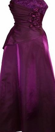 Womens Elegant Pleated Wrap Evening Dress Flowers Tapework Taffeta Formal Ball Gowns Dresses Ladies Burgundy Size 8