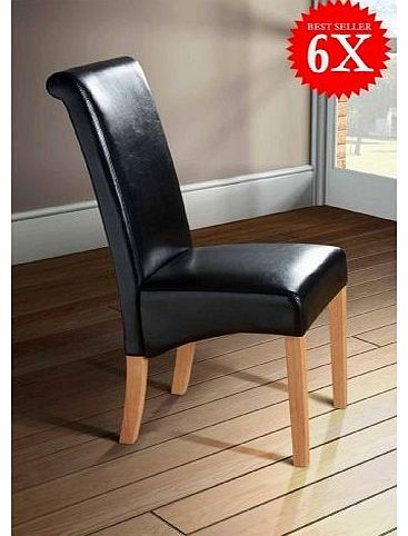 Milano Scroll Back Faux Leather Dining Room Chair - BLACK X6