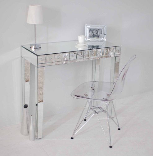 My-Furniture Mirrored Dressing Table Console, Bubble Effect, Single Drawer - DEMETER