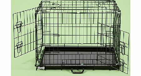 My Internet Pet 30`` Dog Cages Puppy Crate Medium Black Cat Folding Metal Cage 30`` x 21`` x 23`` Vet Recovery **NEW IMPROVED LATCHES