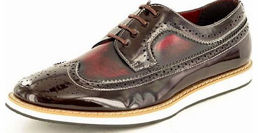 Mens Brown / Burgundy Casual Formal Lace Up Wingtip Brogue Designer Shoes Size 9