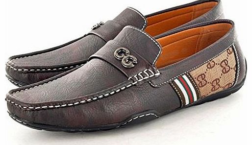 My Perfect Pair Mens Brown GG Stylish Casual Slip On Summer Loafers Driving Shoes Size 9