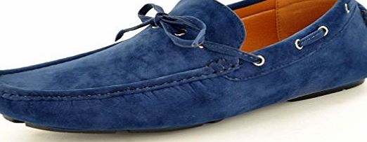 My Perfect Pair Mens Navy Blue Casual Loafers Moccasins Slip on Shoes with lace detail Size 7