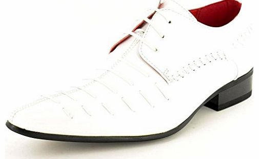 My Perfect Pair Mens White Leather Lined Formal Pointed Toe Winkle Pickers Shoes Size 7