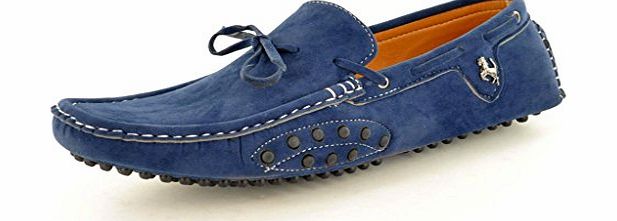 My Perfect Pair New Mens Navy Designer Inspired Faux Suede Casual Loafers Moccasins Slip on Driving Shoes (UK 8 / EU 42, Navy)