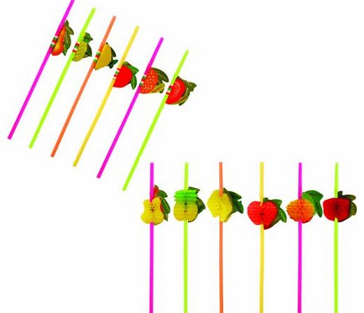 My Planet 12 x Cocktail 3D Fruit Drinking Straw Assorted Party/BBQ/Hawaiian Theme Straws