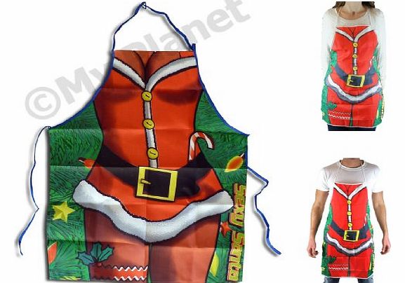 Christmas Cooking Apron Novelty Sexy Santa Claus Xmas Joke Dinner Party Adult Apron - ONE SIZE FITS MEN & WOMEN!