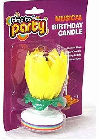 My Planet Musical Fountain Happy Birthday Sparkling Flower Candle Cake Topper Decoration