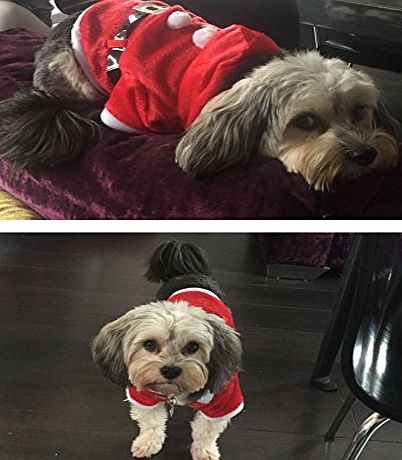 My Planet Small Pet Dog Puppy Santa Suit Novelty Gimmick Christmas Costume Xmas Outfit