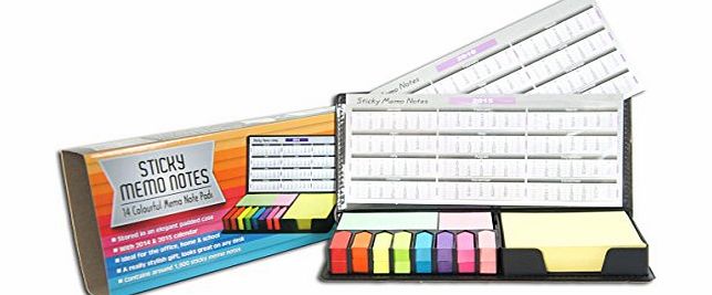 My Planet Sticky Memo Post It Notes Personal Desk Planner Calendar 2014/2015/2016/2017 - With 1900 Memo Notes amp; Luxury Padded Case