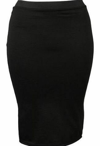 My1stWish 30I New Womens Black Pull On Elasticated Waist Ladies Stretch Pencil Skirt Size 10