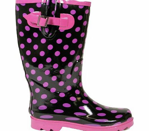 My1stWish Ladies Purple Spot Wellies Womens Wellington Boots Size 5