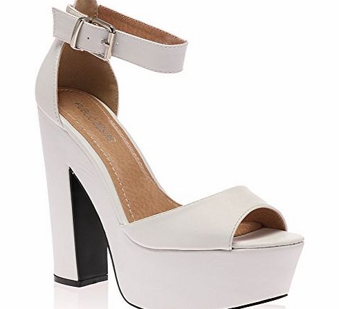 My1stWish  Womens Ankle Strap High Heel White Shoes Size 4
