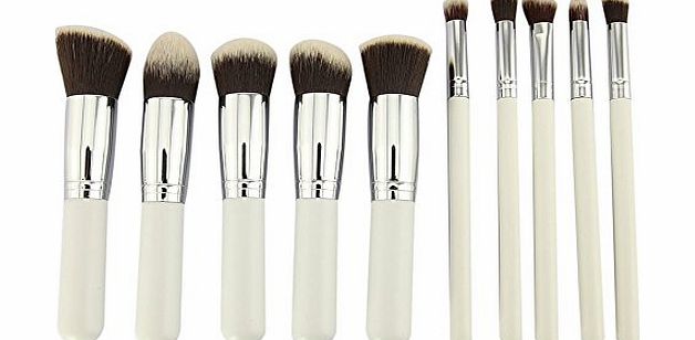 my_workshop2001 10pcs Make Up Brush Set Kabuki Style Professional Foundation Blusher Face Powder WHITE