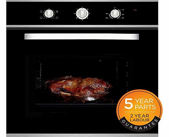 ART28704 60cm Built-in Black Glass Static Electric Oven with Stainless Steel Detail