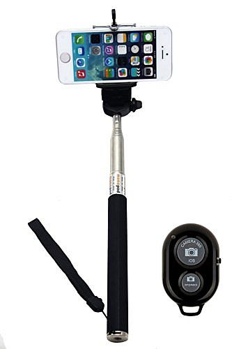 MYCARRYINGCASE 1M Self Portrait Stick with Bluetooth Wireless Selfie Remote Control Black